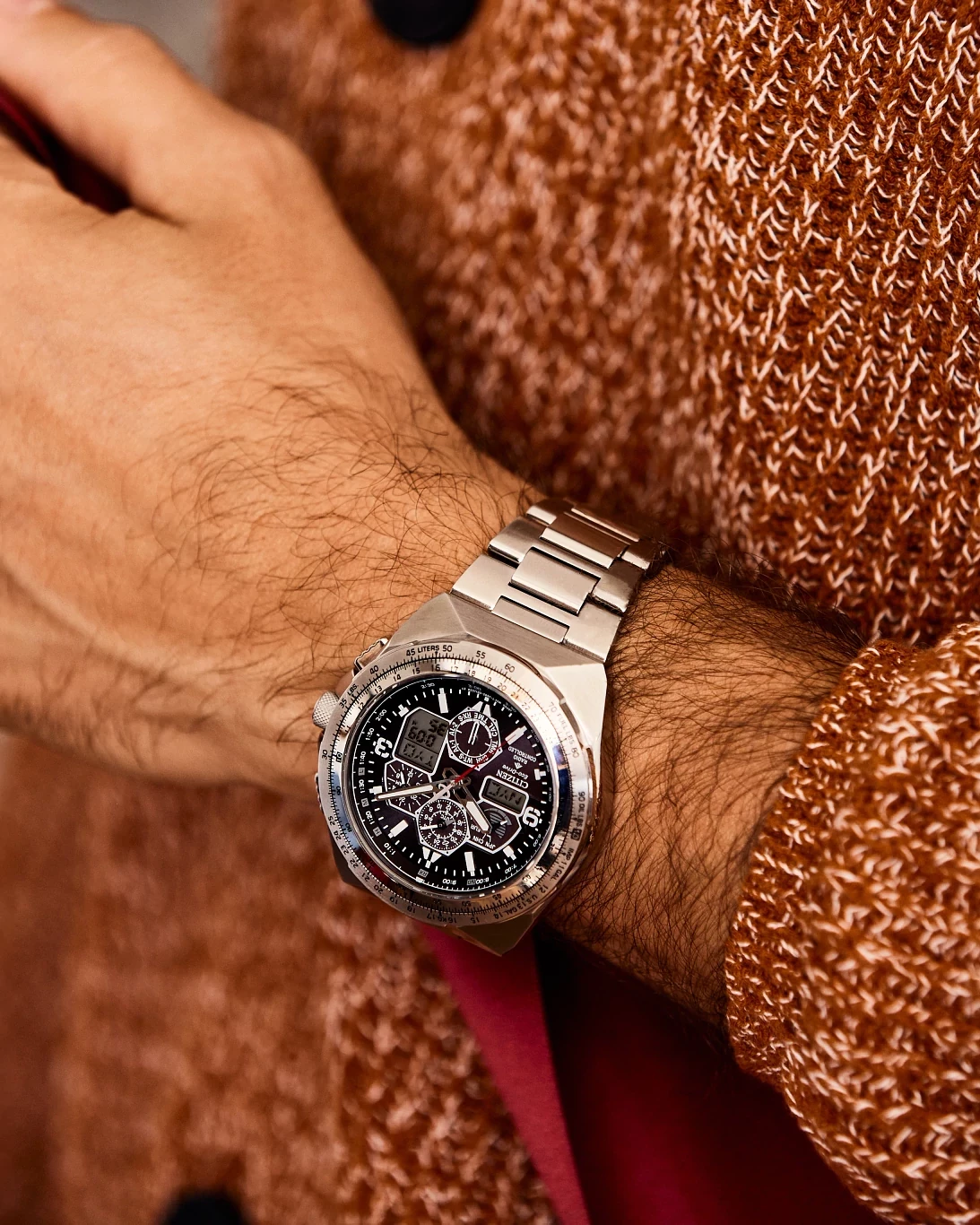 Promaster Skyhawk A-T Black Dial Stainless Steel Bracelet JY8120